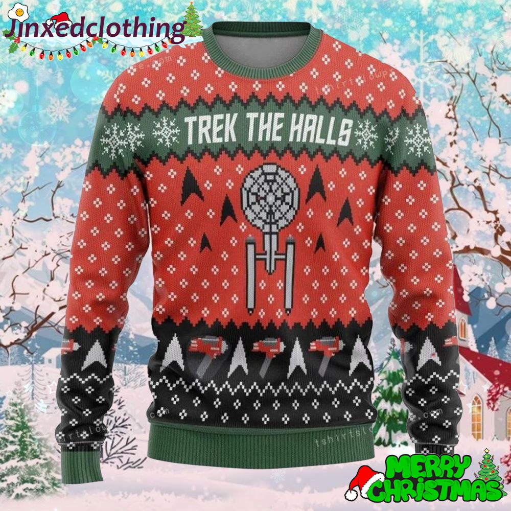 Star Trek Trek The Halls Red Christmas Ugly Sweater Party 